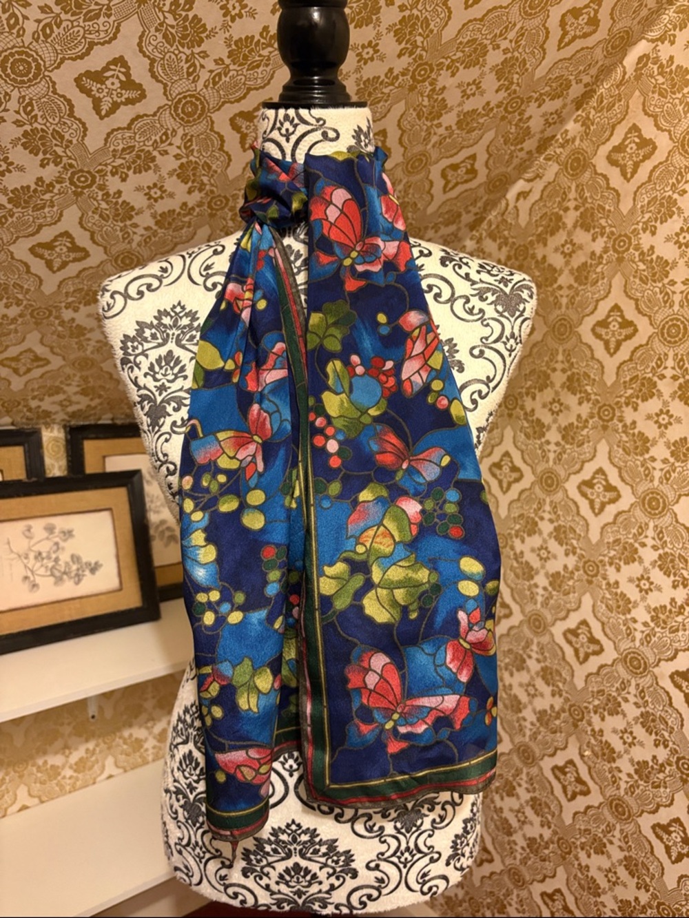 Vintage Silk Butterfly Scarf
